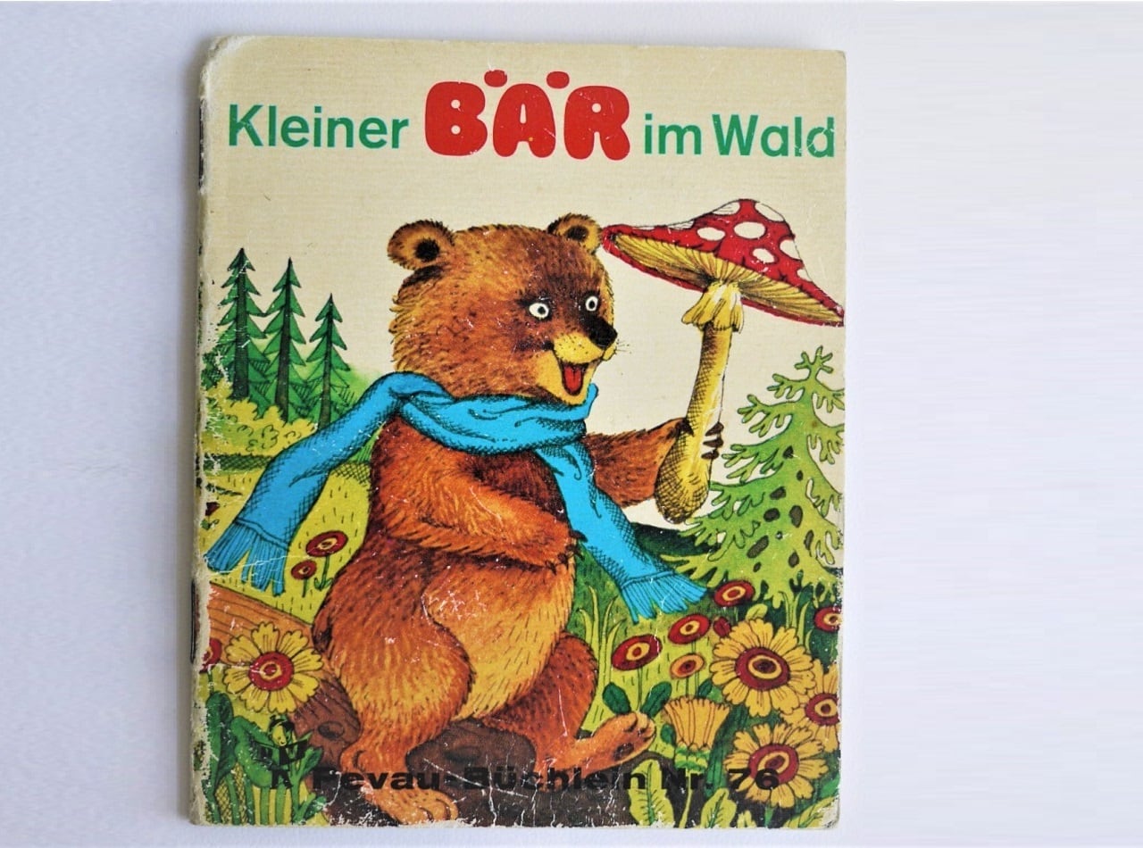 ヴィンテージミニ絵本 「森のちいさいくまさん」pestalozzi-verlag 手のひら絵本