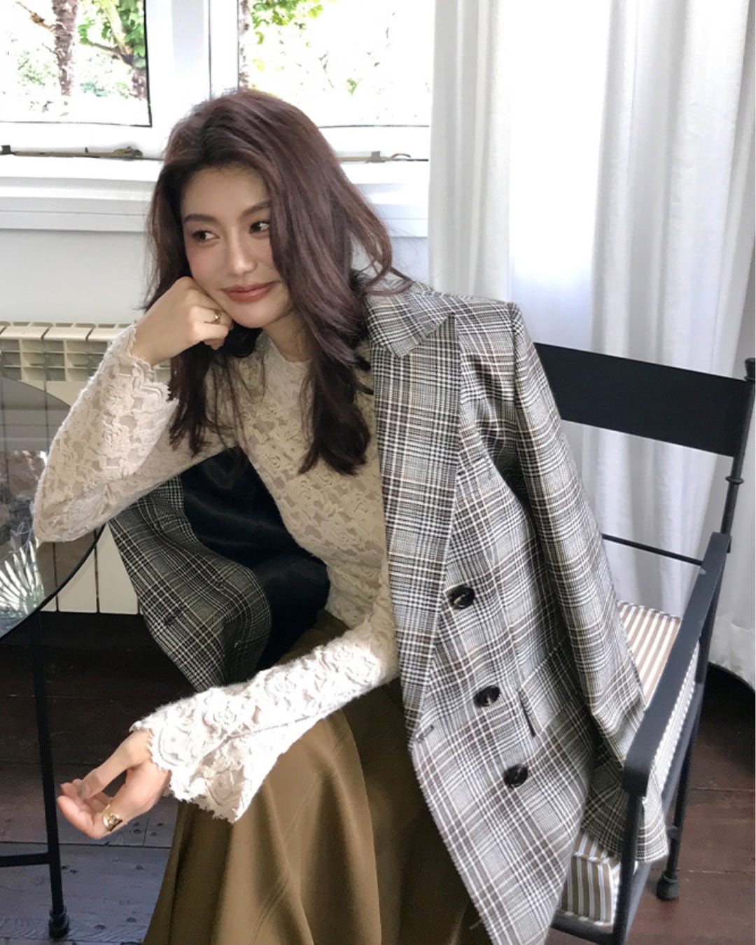 チェックダブルブレストジャケット A25129