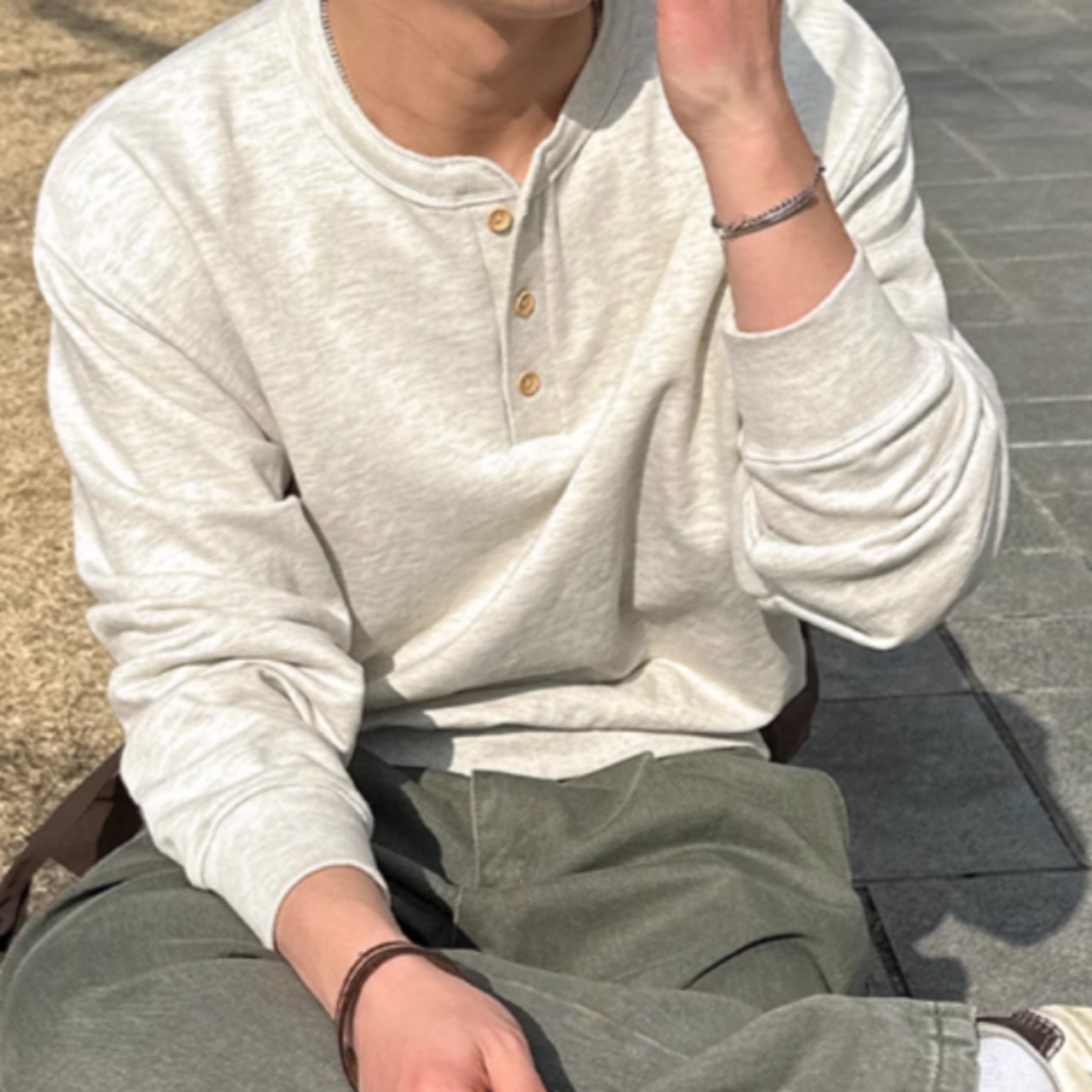 ヘンリーネックロングTシャツ　0825