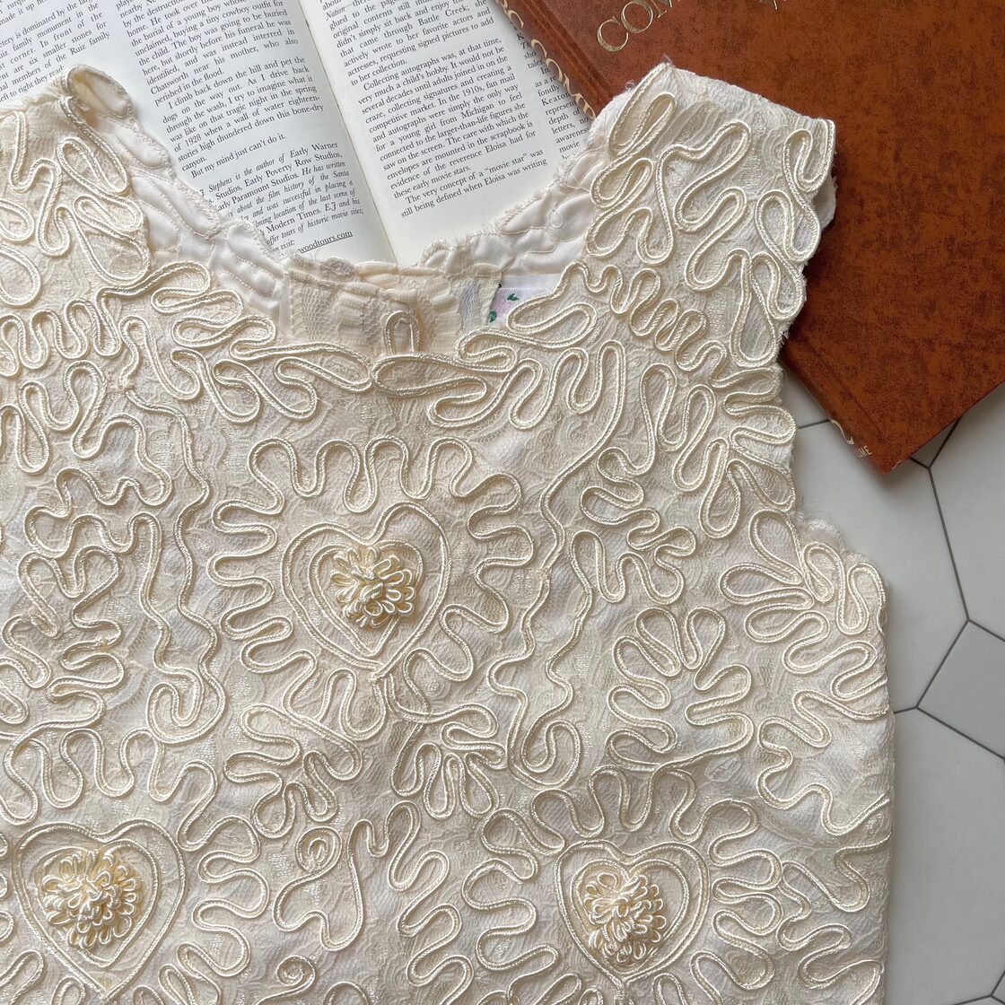 heart motif code embroidery lace tops 〈レトロ古着 ハートモチーフ 