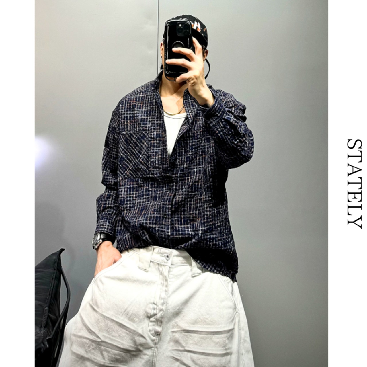Grid Check シャツ/3color_T238・画像6