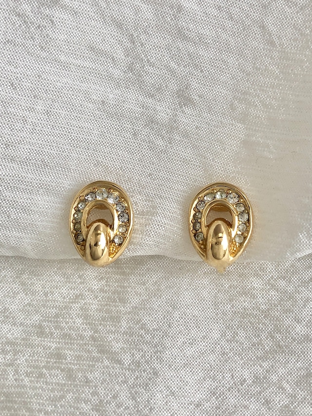 Christian Dior クリスチャン ディオール イヤリング ゴールド ラインストーン vintage ヴィンテージ オールド r3nws4