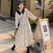 ✞ スタンダードカラー花柄スカート 長袖スリーブ ロング レトロ スウィート ✞ゴスロリ SM ミリ 甘ロリ クラロリ 和ロリ エレガント 黒ロリ 姫ロリ 華ロリ BB-BB20188506443