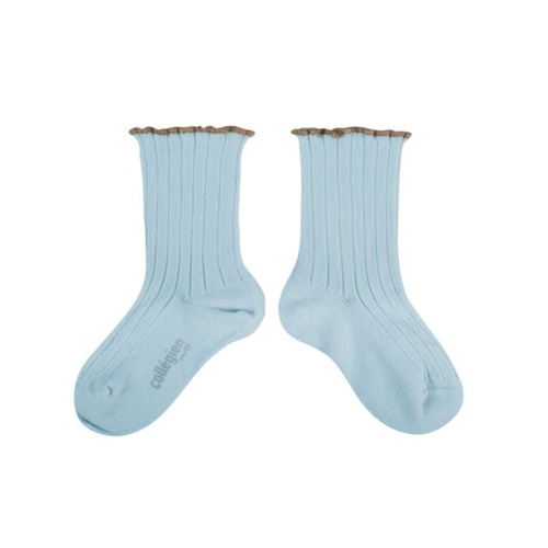 Collegien - Delphine - Lettuce Trim Ribbed Socks / Glacier