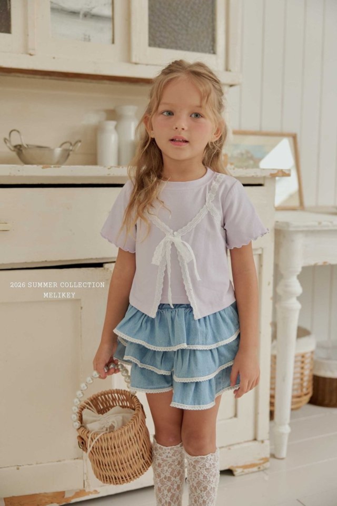 [MELIKEY] Less Denim Tiered Skirt (JS/JM) / [미라이키] 레스데님캉캉스커트 (JS/JM)