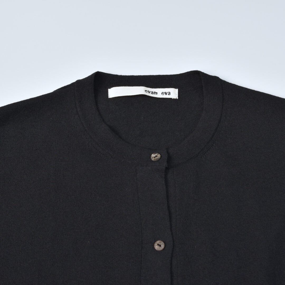 evam eva エヴァムエヴァ コットンラミーカーディガン・ブラック