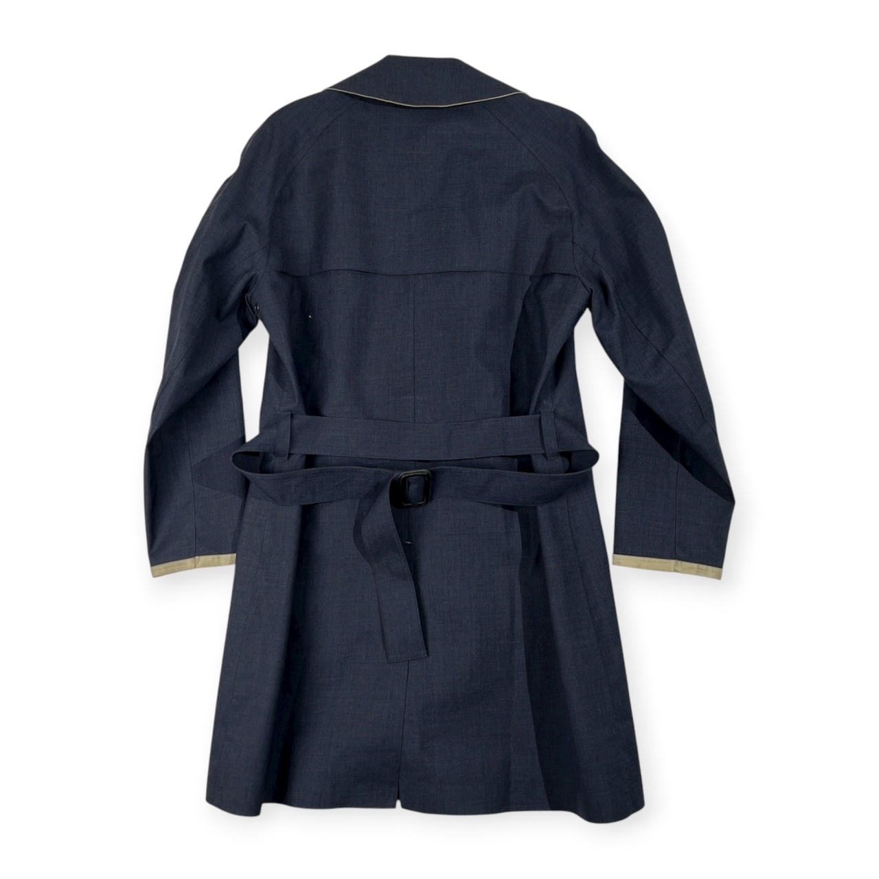 HANCOCK ハンコック カシミア×ウール スコットランド製 ゴム引き トレンチコート サイズ 38 /ネイビー