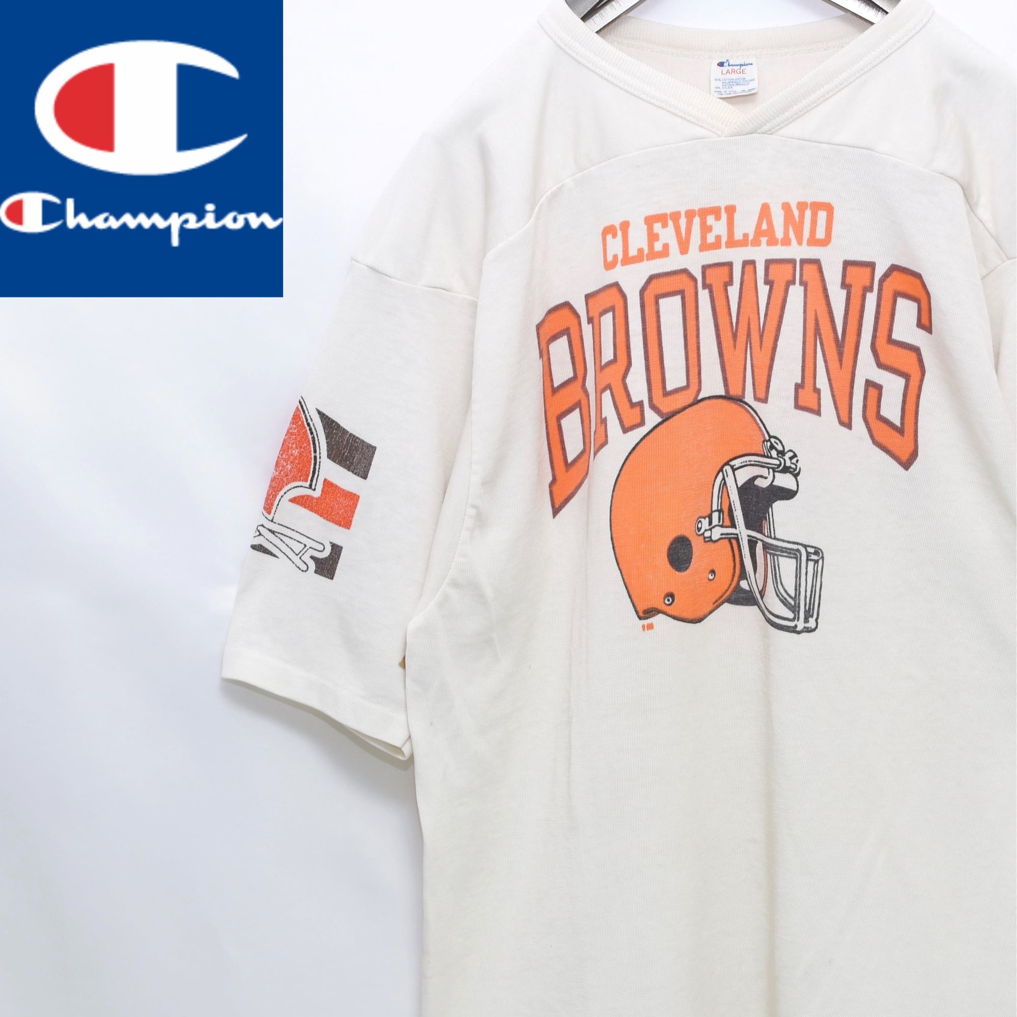 80年代 チャンピオン Champion トリコタグ NFL CLEVELAND BROWNS クリーブランドブラウンズ スポーツプリントTシャツ USA製 メンズL ヴィンテージ /eaa331290