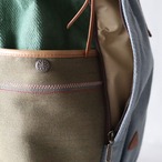 バックパック / Hemp cotton Roll-top backpack/ テラカラーズミックス×オリーブ（ステッチワーク エディット）