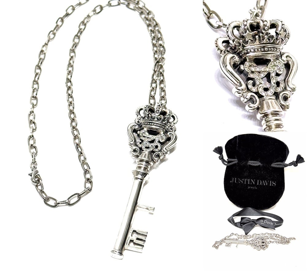 Justin Davis ジャスティンデイビス KIYOHARU&JUSTIN☆ クラウンキー パヴェ ダイヤモンド ペンダント 0.10ct SV925