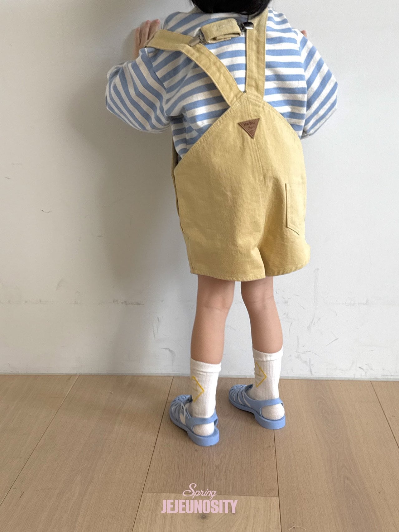 【即納】【JEJEUNOSITY】コットンベリーショートオーバーオール/イエロー(80~120cm)