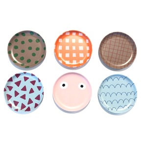 Goma bamboo plate【S】- Bold check / Wave line / Dot /triangle / check / face　プレート　食器