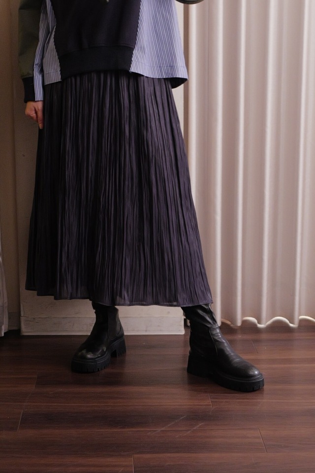 satin gather skirt navy