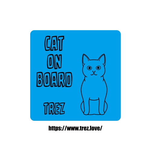 全8色 名前入り CAT ON BOARD アメリカンショートヘア ラインアート マグネット