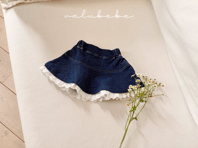 【即納】valubebe/lace denim horse skirt