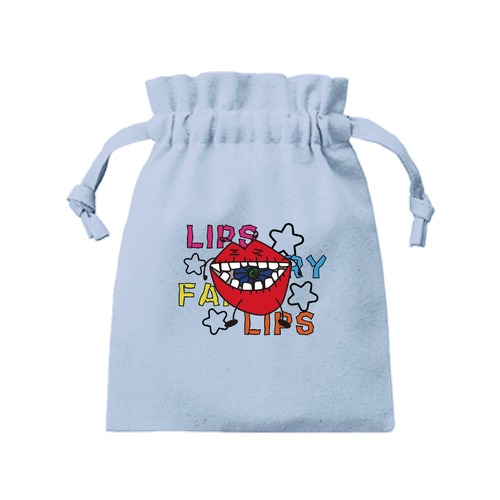 コットン巾着 LIPSFAIRY  サックスブルー色