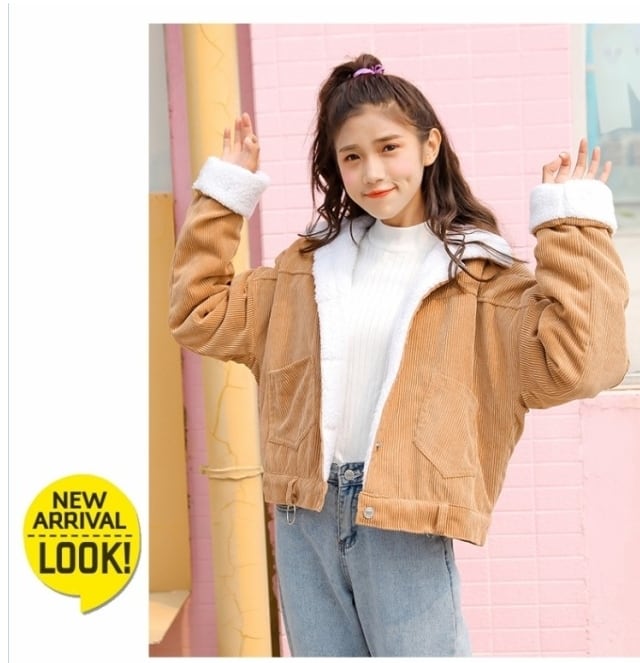 ボアブルゾン レディース コーデュロイ ボア ブルゾン 大きいサイズ