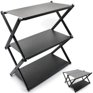 【人気】キャンプ テーブル キャンプラック 2way 折り畳み アウトドア 卓上 収納ラック キャンプ ローテーブル ミニテーブル 3段 組み立て簡単 アルミ合金 小物置き 耐熱 耐荷重30kg 収納袋付き (合金鋼ヘッド-3段)