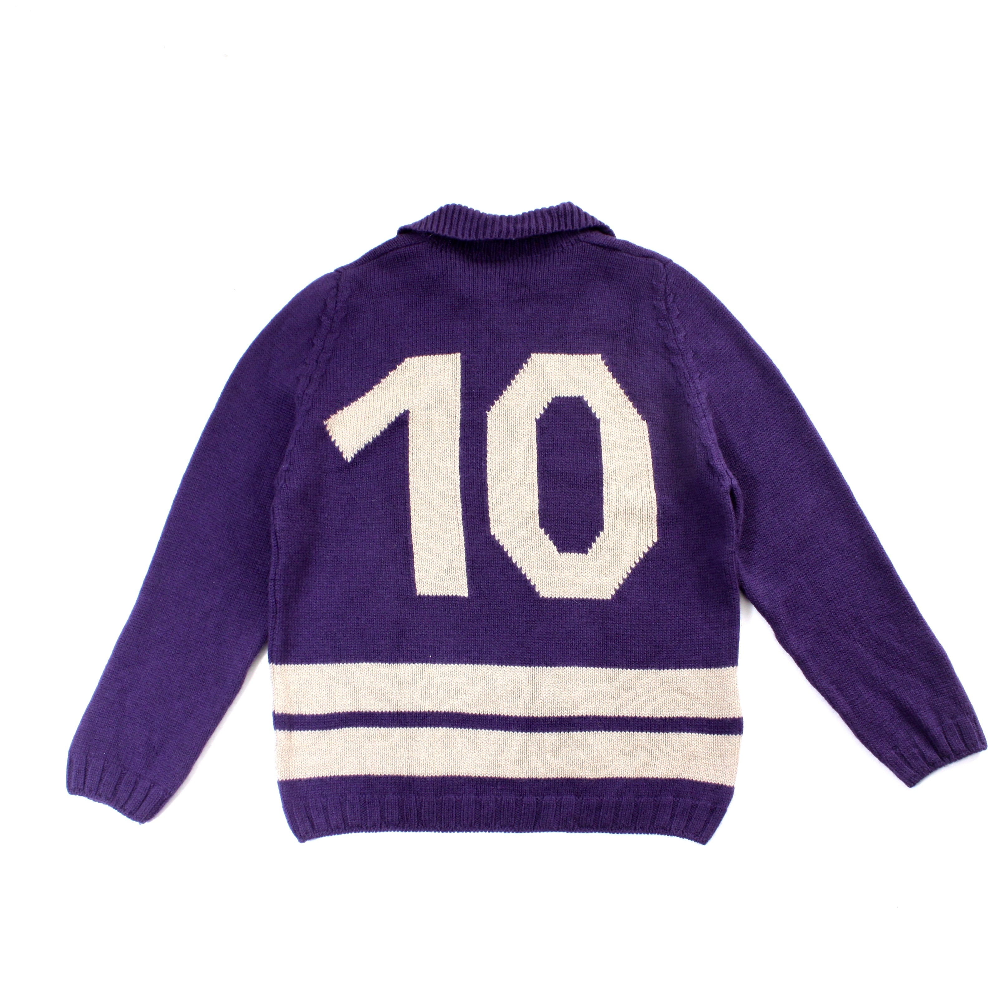 0749. ~2000's Dries Van Noten Numbering knit sweater Purple ドリス 