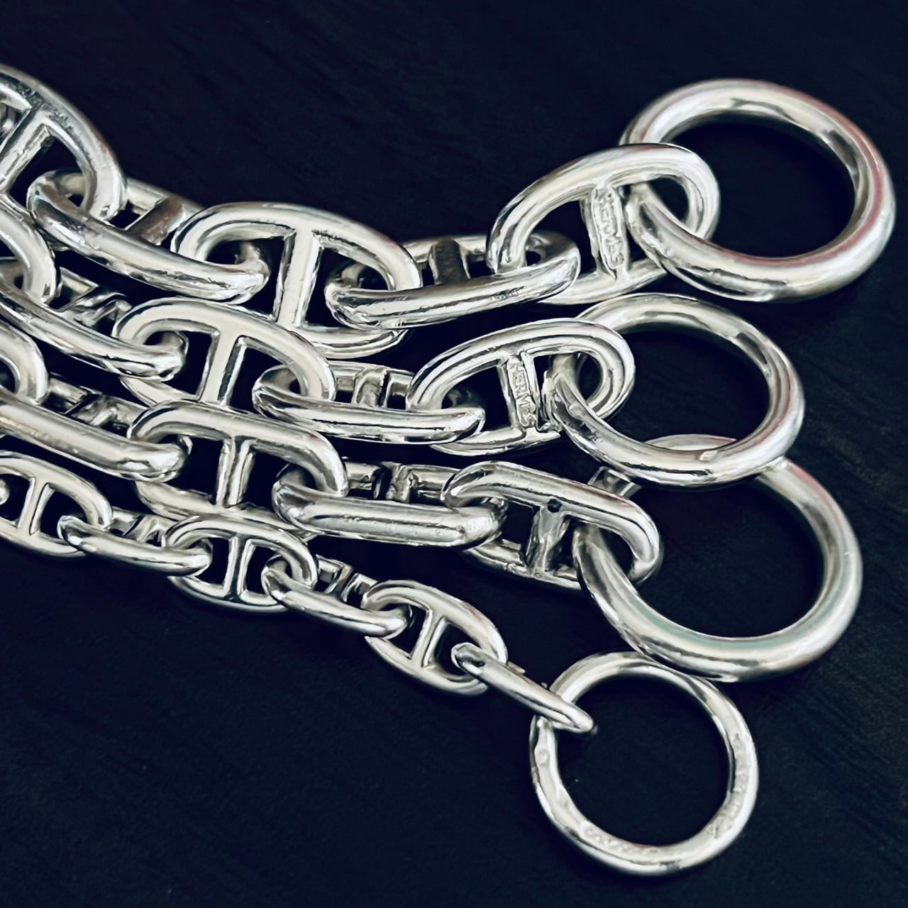 VINTAGE HERMES Chaine d'Ancre Bracelet GM 13 Links Silver 800