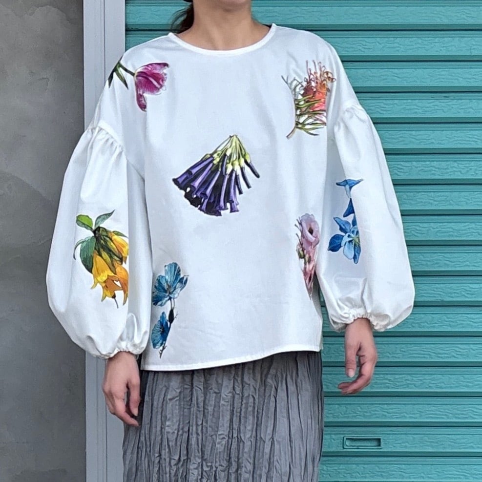 【残り1点】Flower Print / Blouse White