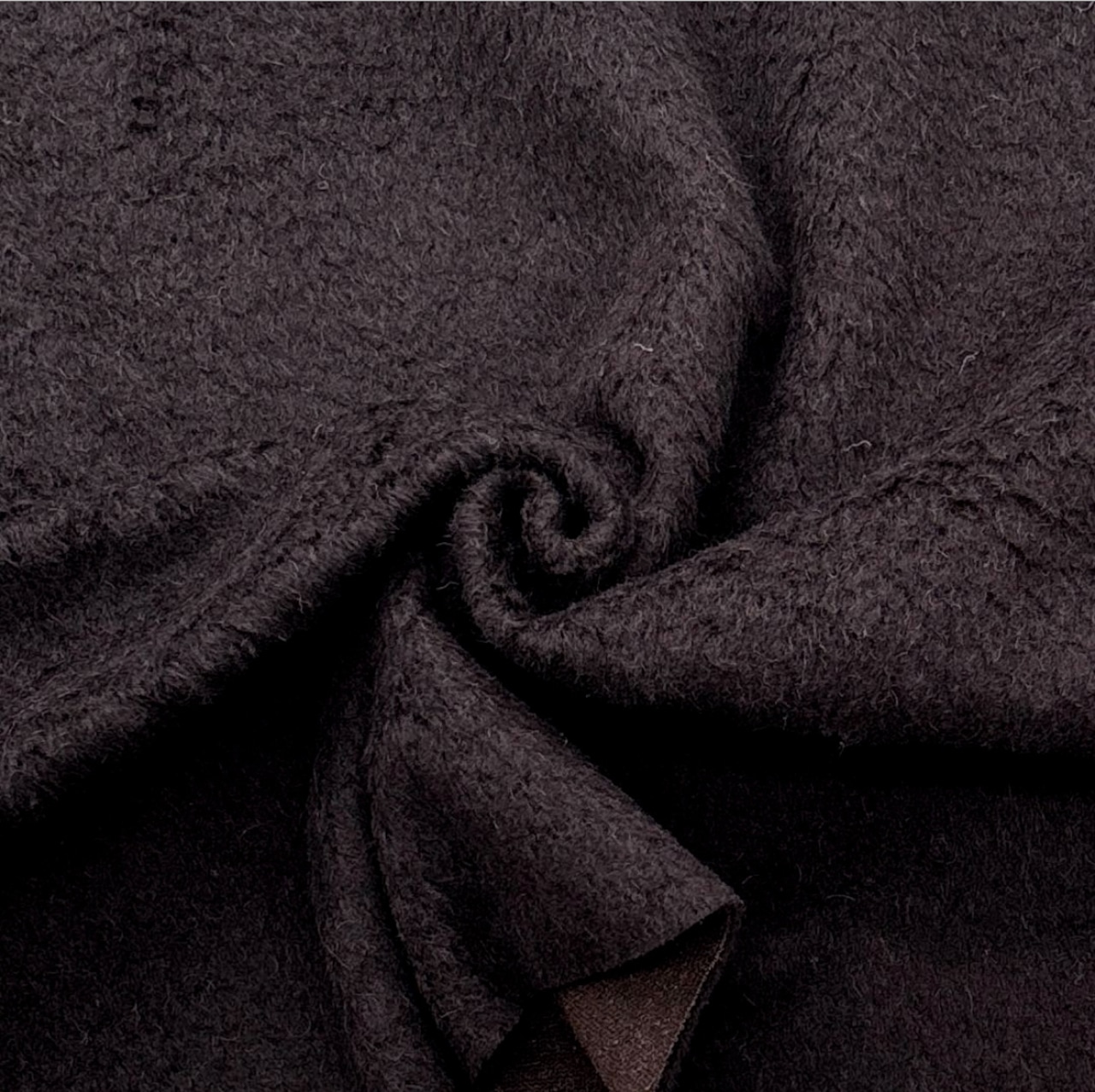 ★TB313◆1m◆ウール混ファー調起毛ニット生地◆こげ茶