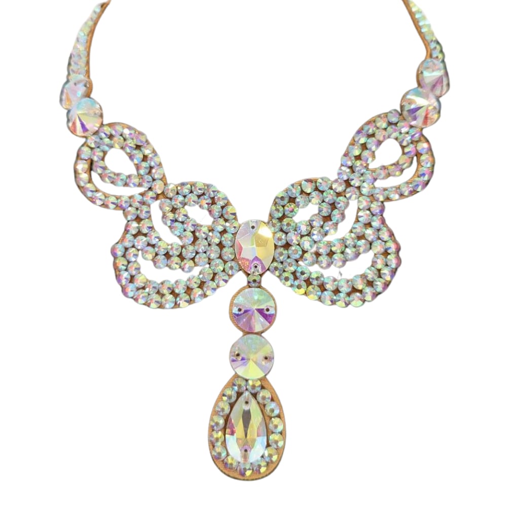 濃いピンク＆赤ネックレス 社交ダンスベリーダンス V字型レッド