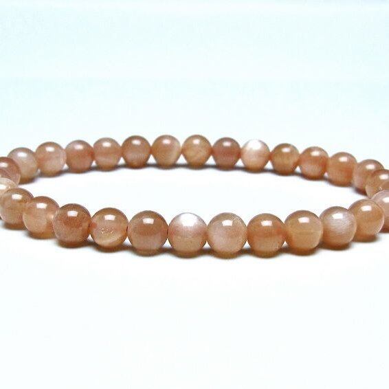 オレンジムーンストーン ブレスレット 6mm 一点物 メール便可 [M便 1/10] 111-48540