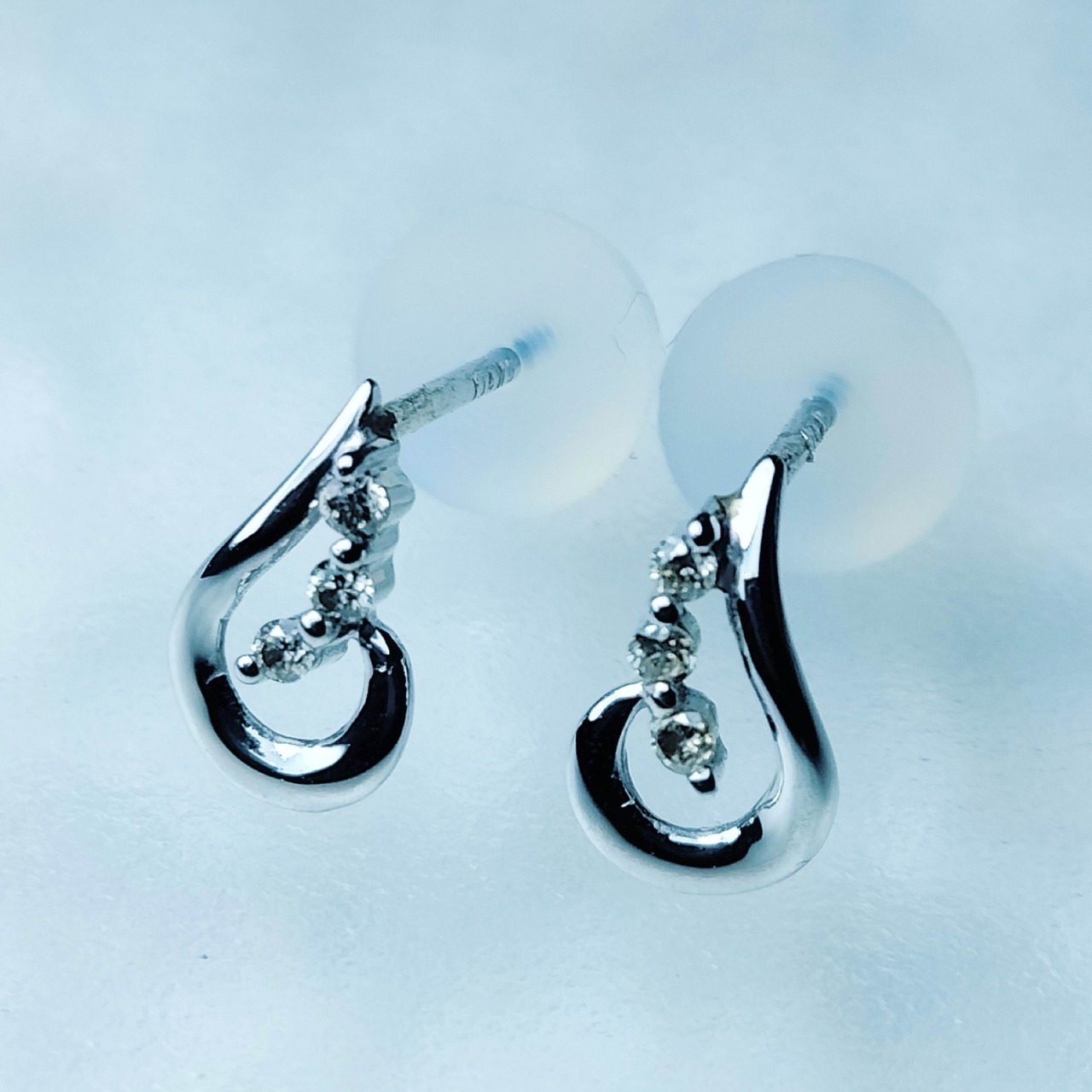 K14WG製 天然ダイヤモンド ピアス 