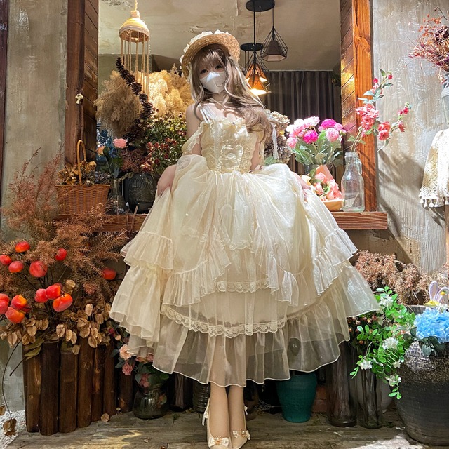 ドレス ロリィタ 服 ファッション スイートロリータ ツーピースドレス エレガント ガーリー 甘ロリ イベント ステージ衣装｜天使と悪魔