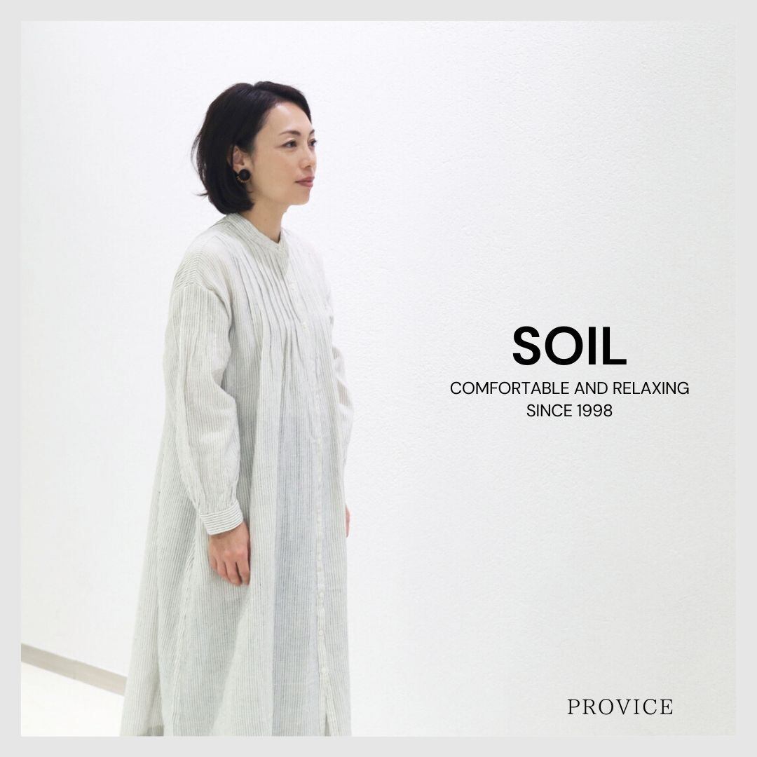 SOIL/INSL22614ソイル/ウールリネンチェック＆ストライプバンドカラー 