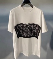 レースストラップレス半袖トップス Tシャツ