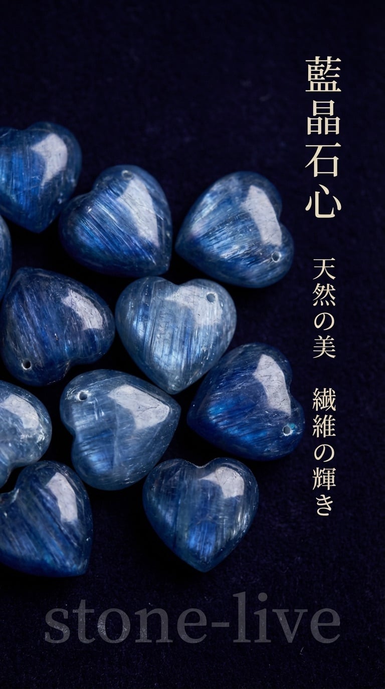 カイヤインクォーツ　カイヤナイト シリカ　ハート　パーム　2点 セット カイヤナイト ハート 10約㎜ 390円／粒 6粒から販売｜K0100 | stone-live