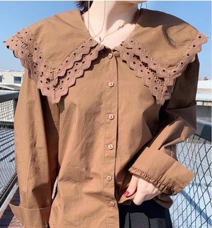 スカラップレース衿ブラウス　AJ1079-7005