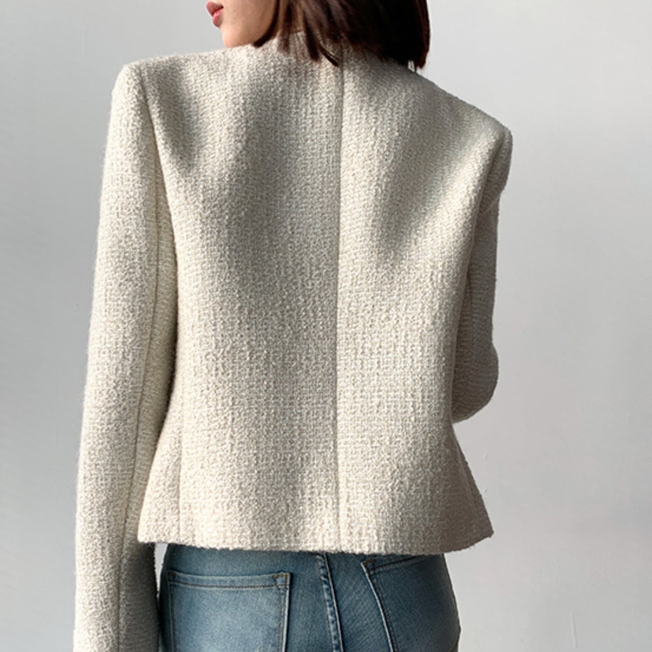 スクエアゴールドボタンツイードジャケット【060113】 | ROSE AURA