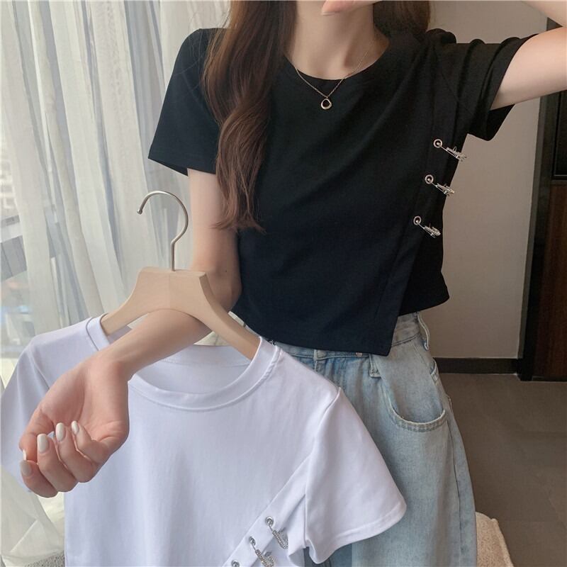 Tシャツ シャツ サマートップス ルーズショートホワイト 夏物 1号婦人41965969078