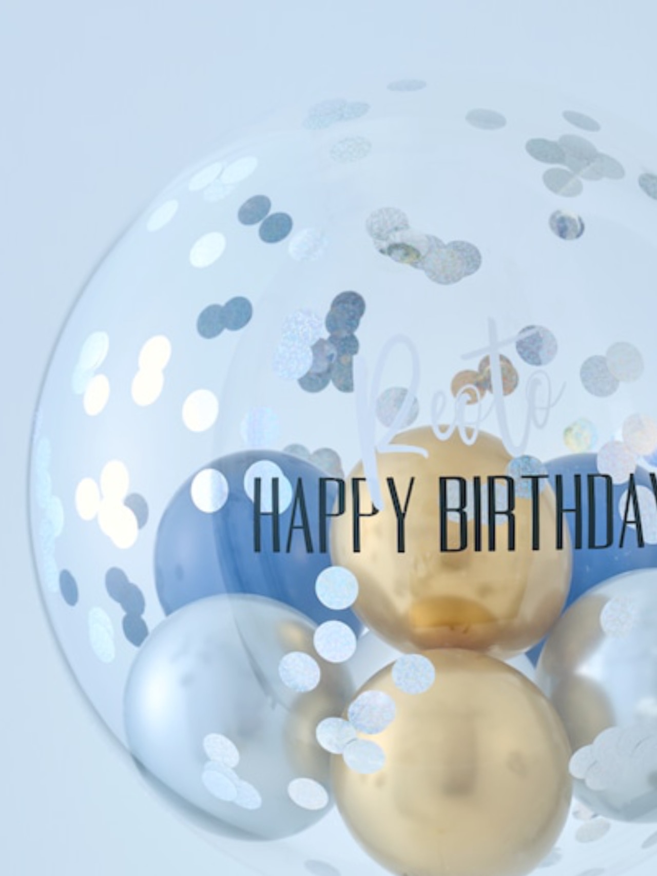 BUBBLE BALLOON sizeL ゴールド・ネイビーwithコンフェティ