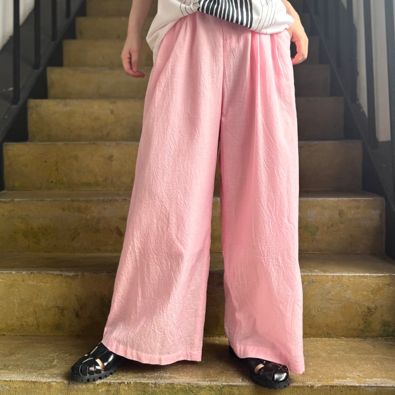 prit - コットンリネンウェザー近江晒加工 タックバギーパンツ