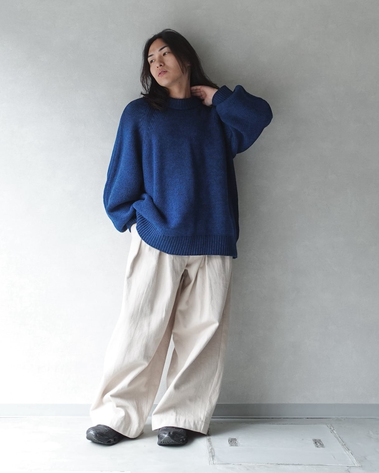 VOAAOV MERINO WOOL KNIT Big Pullover BLUE | PAY ID