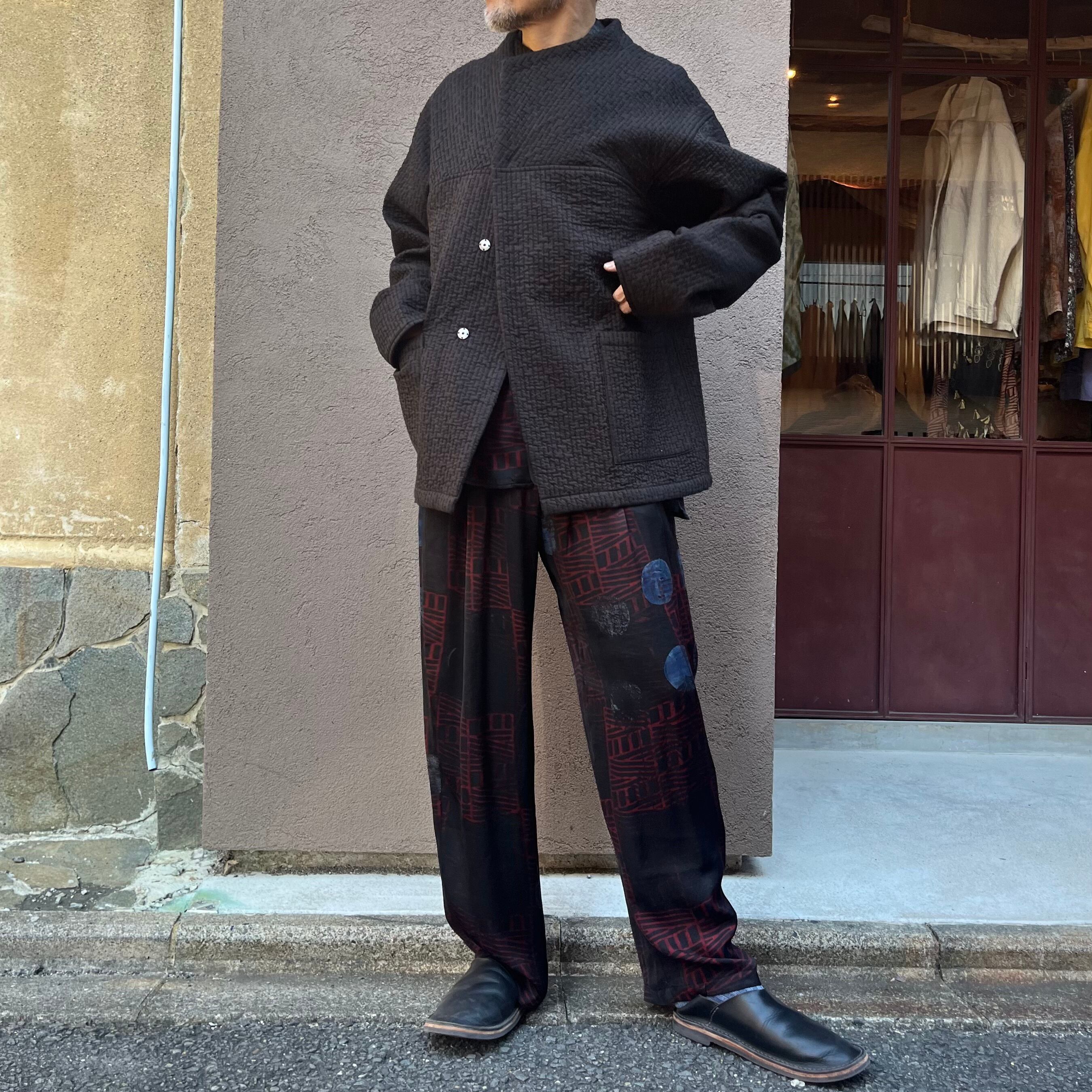 mittan 中わた刺し子織ジャケット 中綿 MITTAN JK-64 中わた刺し子織ジャケット 黒茶 | Routes*Roots