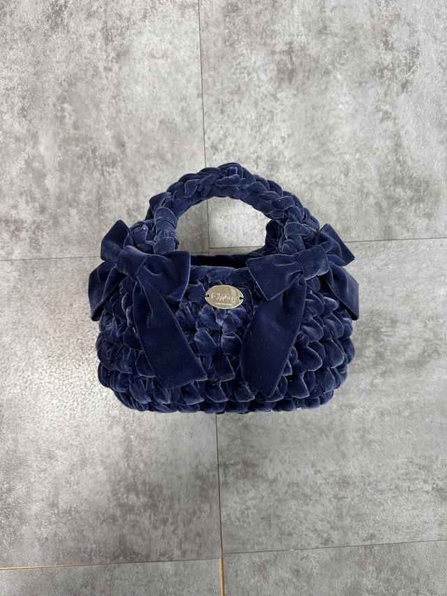 triangle velvet ribbon bag medium 《butter yellow》