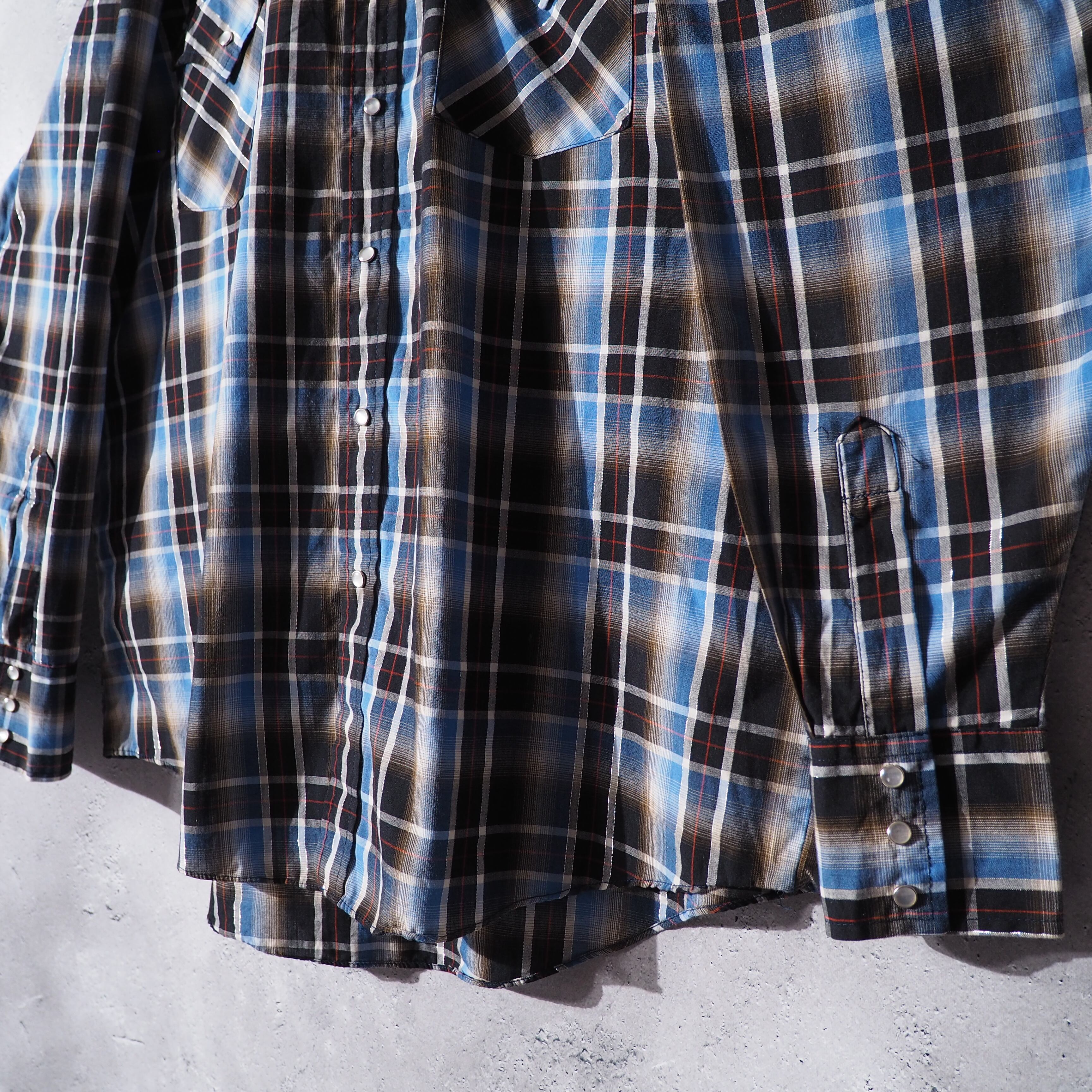 1990s ” Plains ” cold check pattern design loose silhouette vintage western shirt