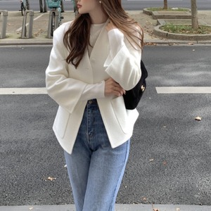 Vネック ツイード ジャケット 3412509