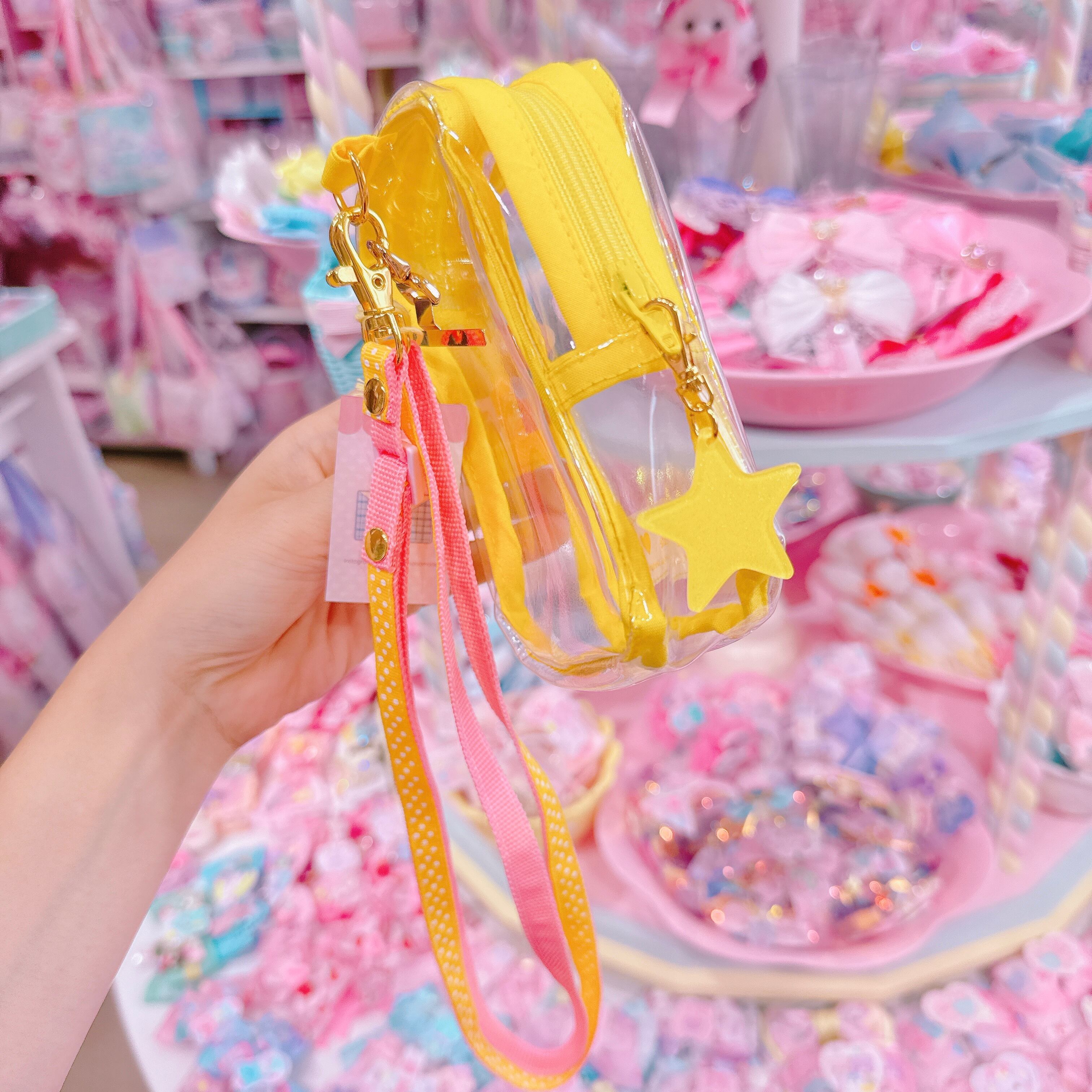 【N4】34-11クリアポーチ付きスマホストラップ（イエロー）