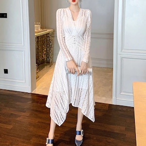 ［S,M,X,XL］エレガントクラシックドレス［White,Black］