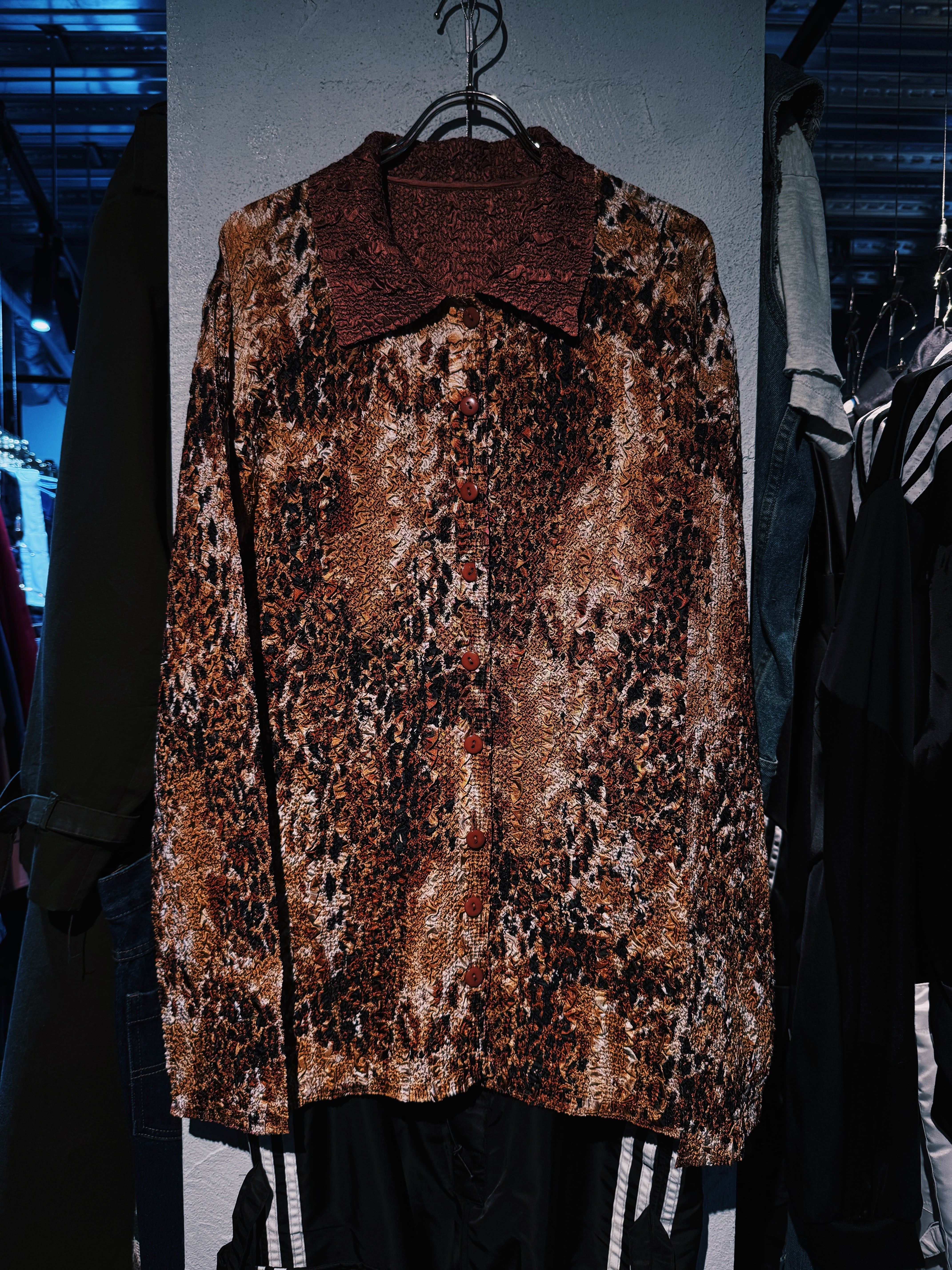 【D4C】"Dead stock" Leopard pattern design reversible popcorn shirt