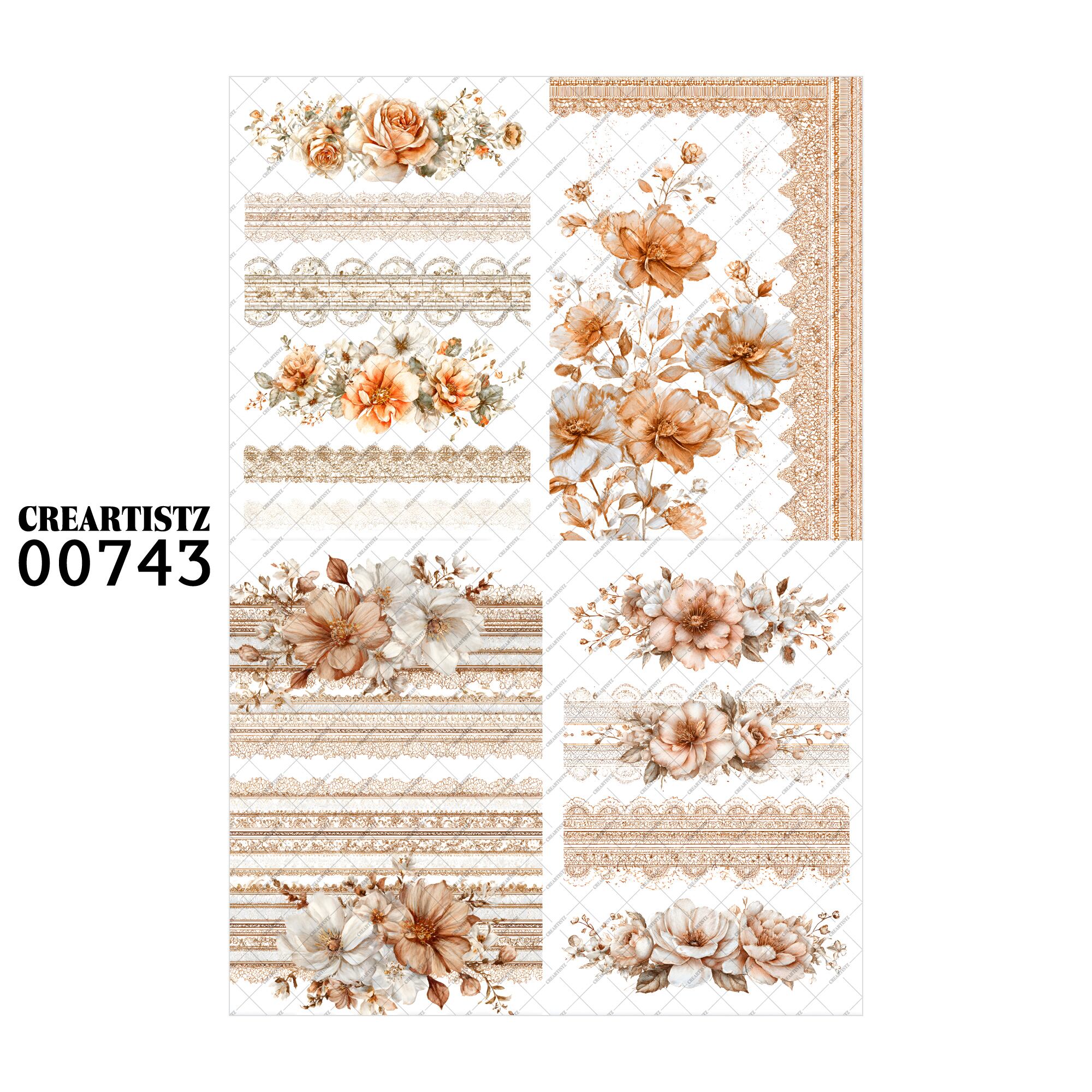 00743 背景 コラージュ素材 オリジナル 12枚セット (4種類×3枚) ペーパー/ステッカー CREARTISTZ