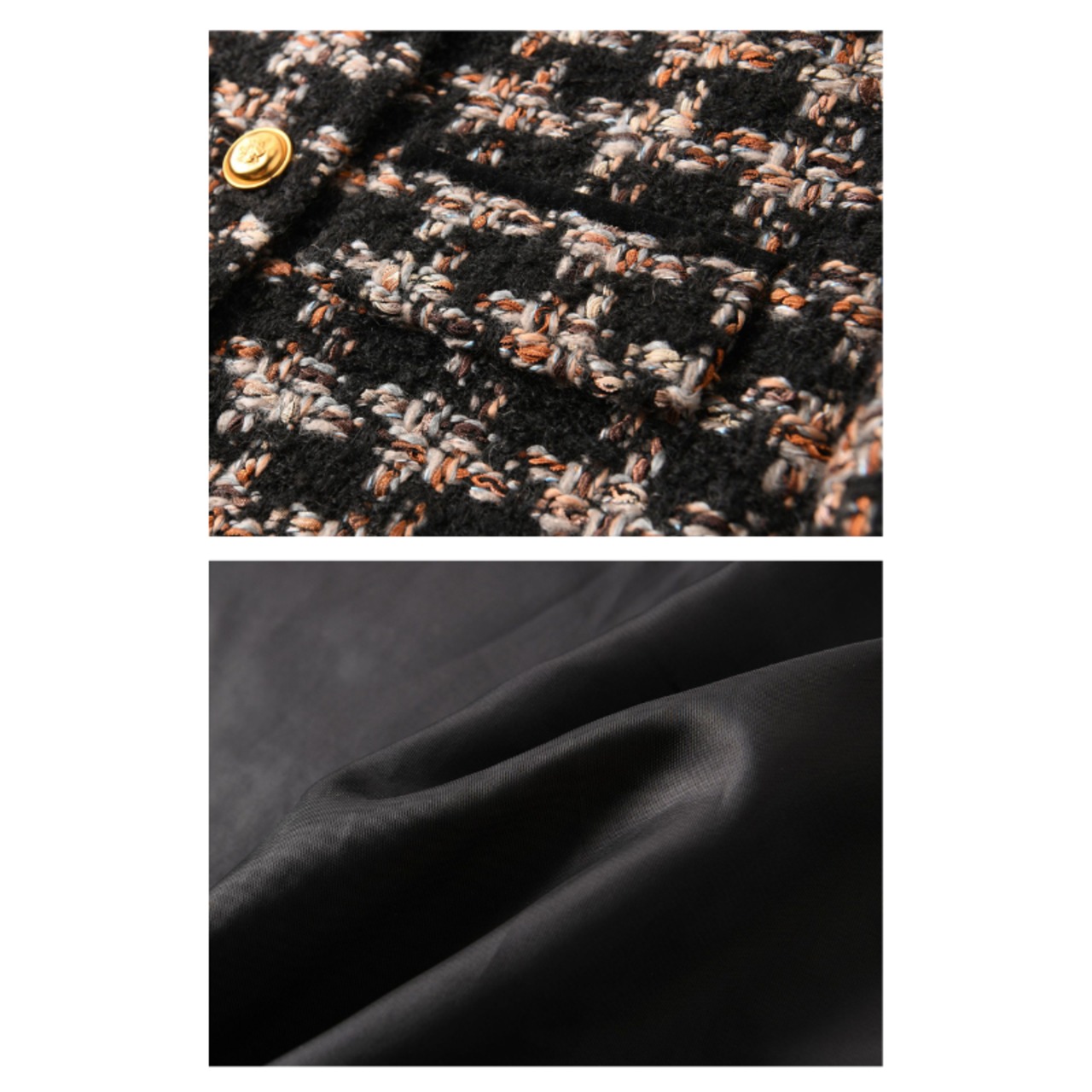 ハイネックツイードクロップドジャケット W01112