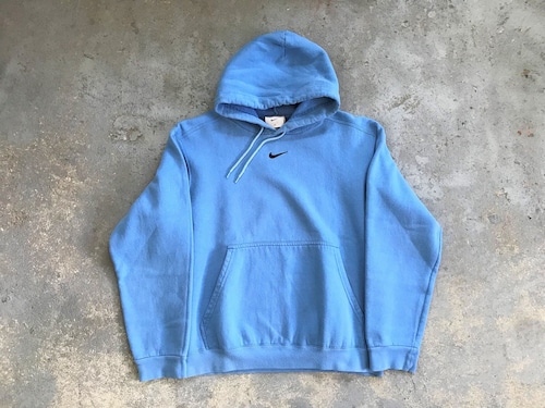 90s NIKE small swoosh hoodie MADE IN CANADA【L-BLUE】