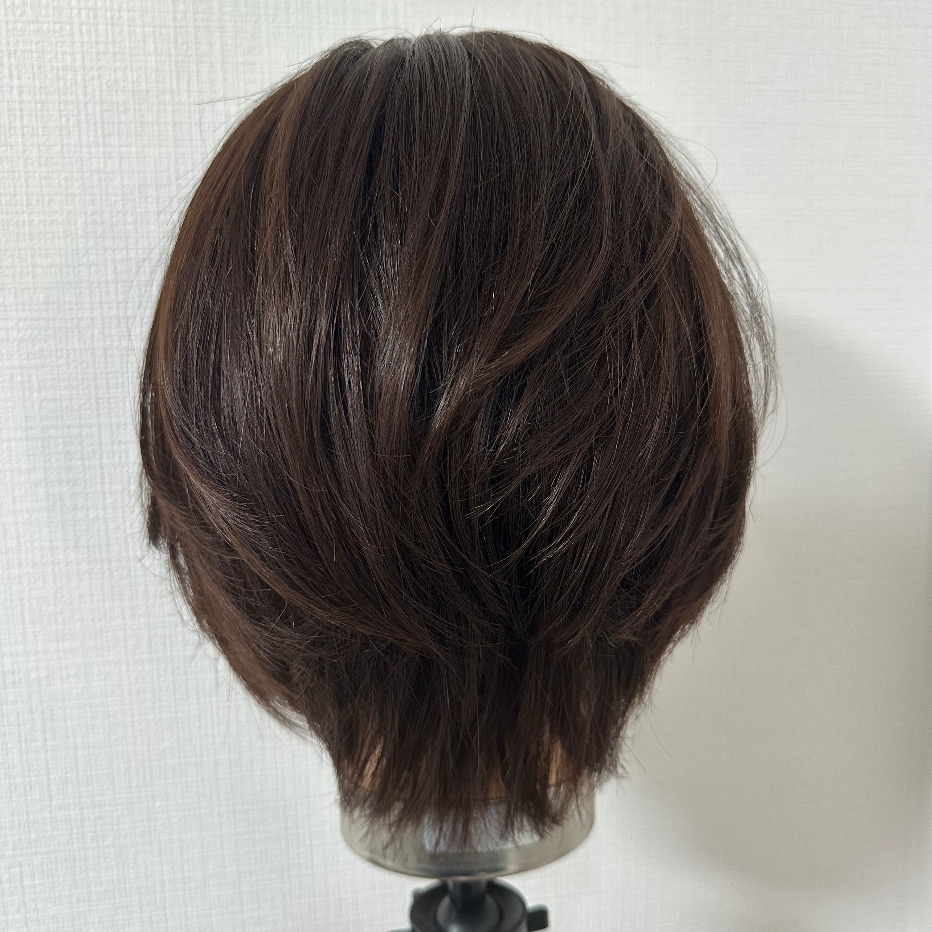百合子ウィッグ 毛量減 羽ウィッグ 50cm ブラウン スキンレース人毛 M 毛量減 羽ウィッグ 未カット 50cm ナチュラルブラウン系(根元暗め加工